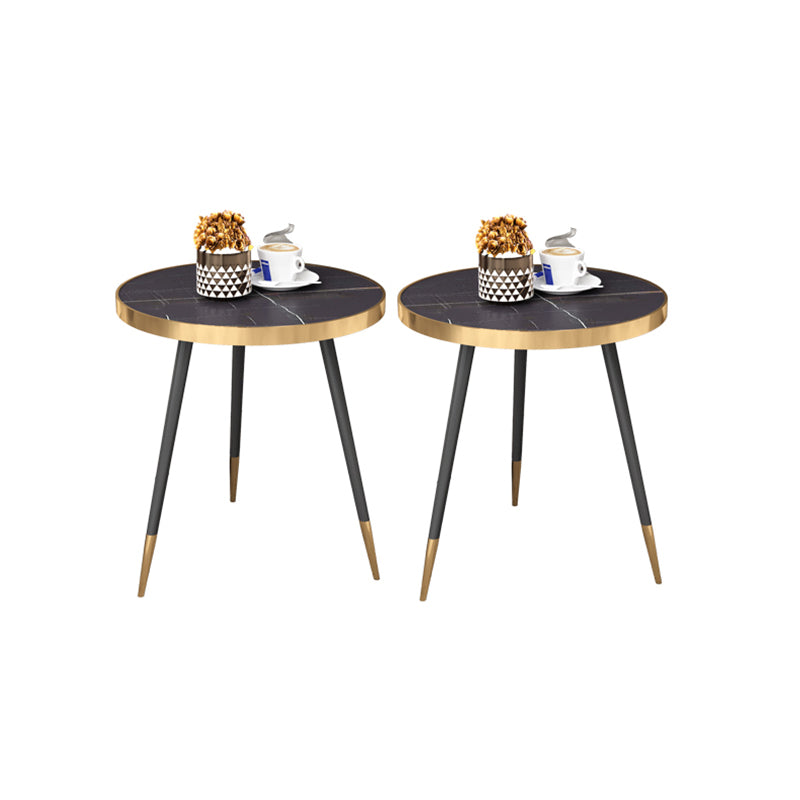 Modernistic Metal 3 Legs End Table Round Slate Top Side End Table