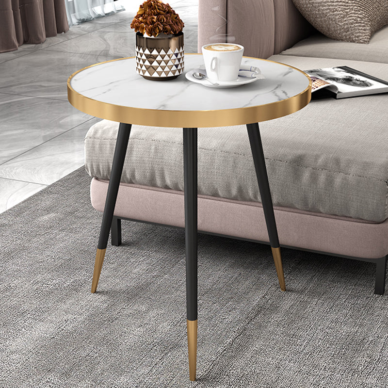 Modernistic Metal 3 Legs End Table Round Slate Top Side End Table