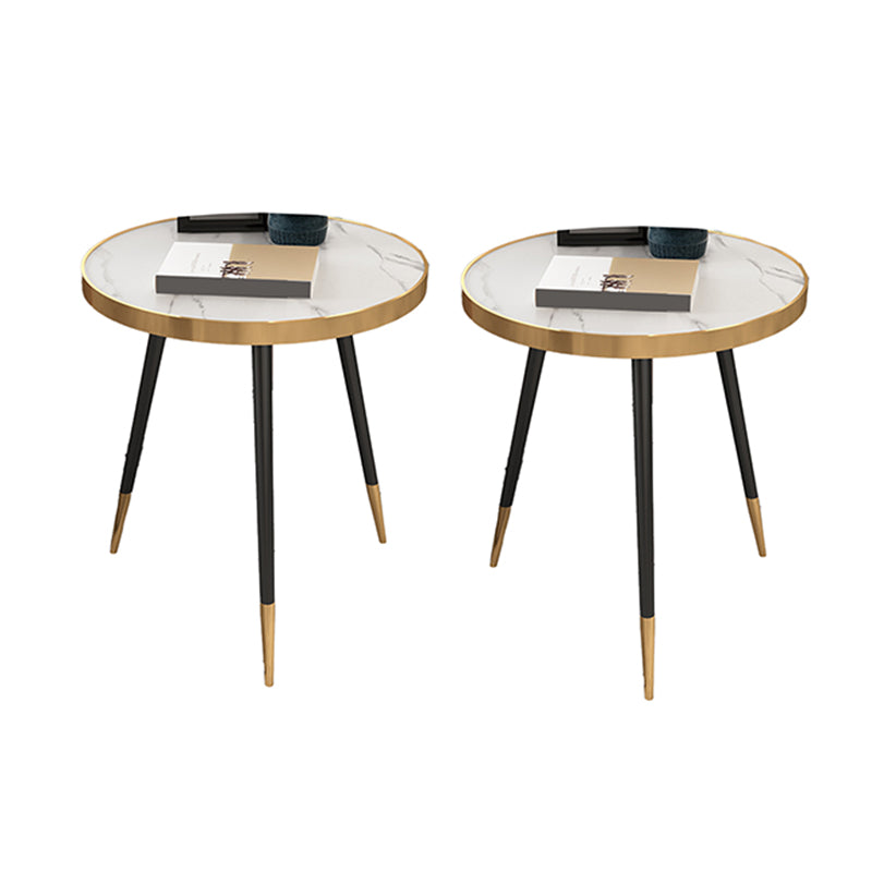 Modernistic Metal 3 Legs End Table Round Slate Top Side End Table