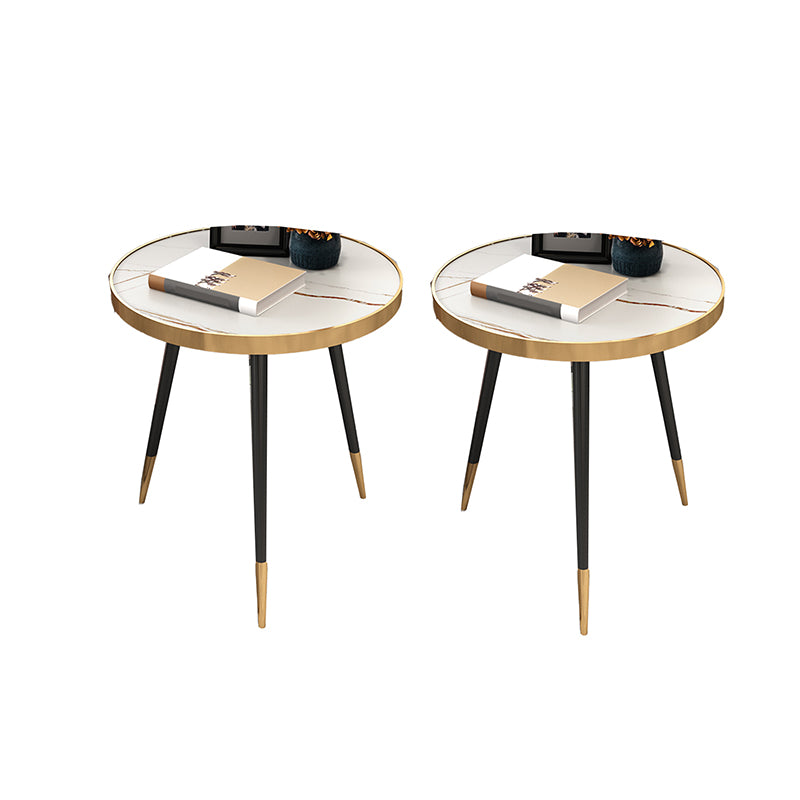 Modernistic Metal 3 Legs End Table Round Slate Top Side End Table