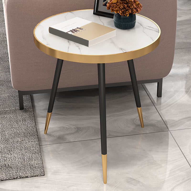 Modernistic Metal 3 Legs End Table Round Slate Top Side End Table