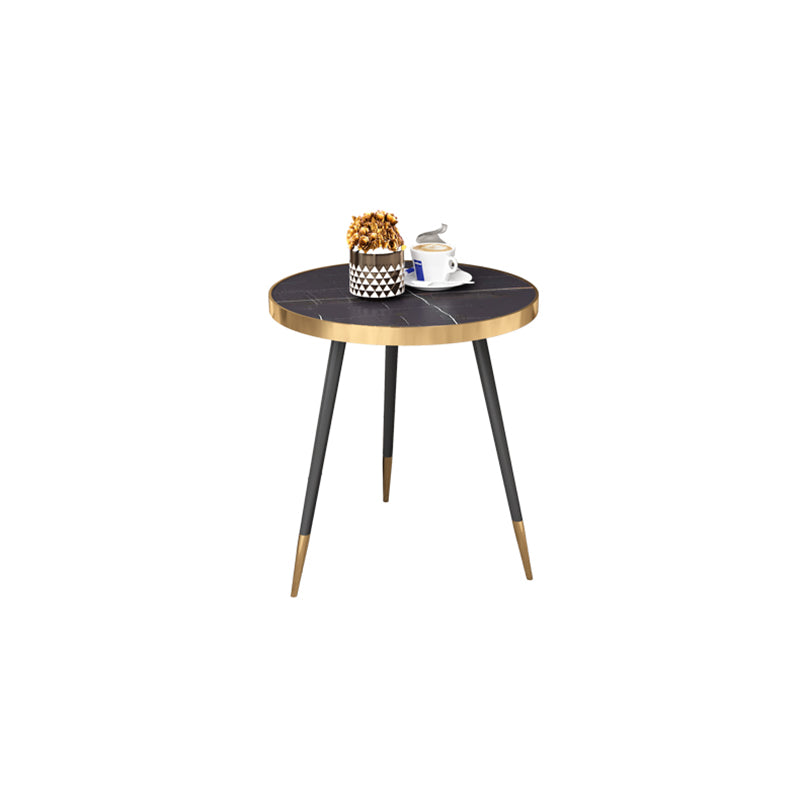 Modernistic Metal 3 Legs End Table Round Slate Top Side End Table