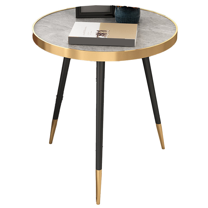 Modernistic Metal 3 Legs End Table Round Slate Top Side End Table