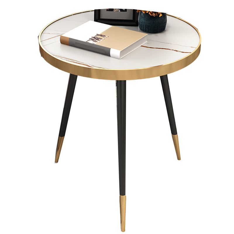 Modernistic Metal 3 Legs End Table Round Slate Top Side End Table