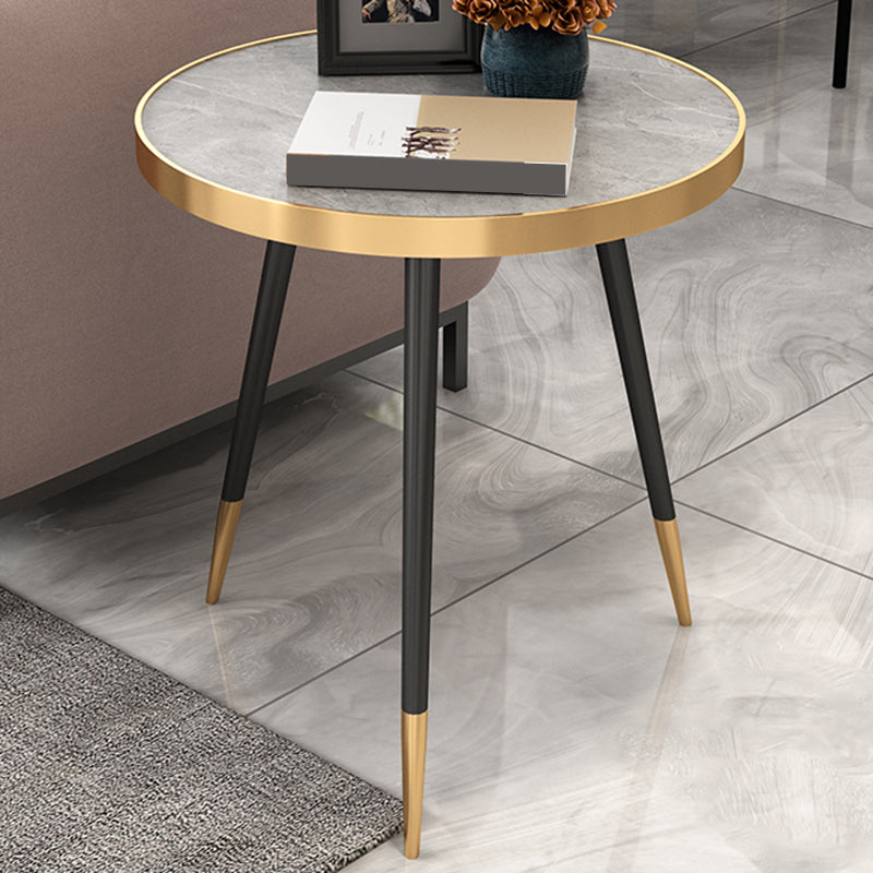 Modernistic Metal 3 Legs End Table Round Slate Top Side End Table