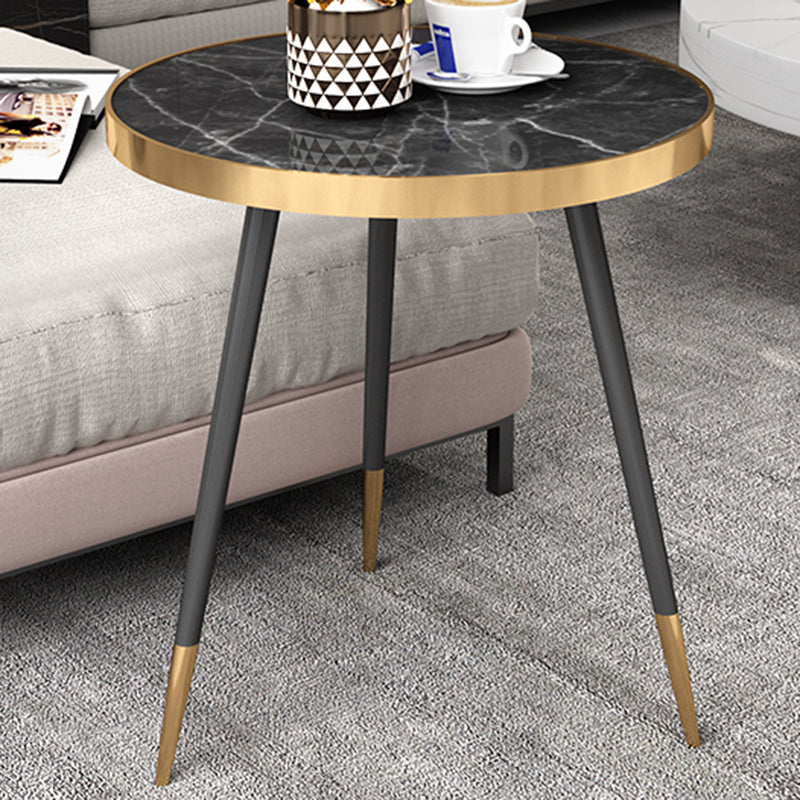 Modernistic Metal 3 Legs End Table Round Slate Top Side End Table