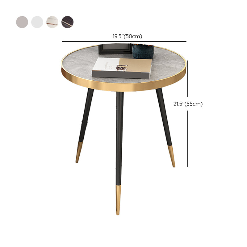 Modernistic Metal 3 Legs End Table Round Slate Top Side End Table