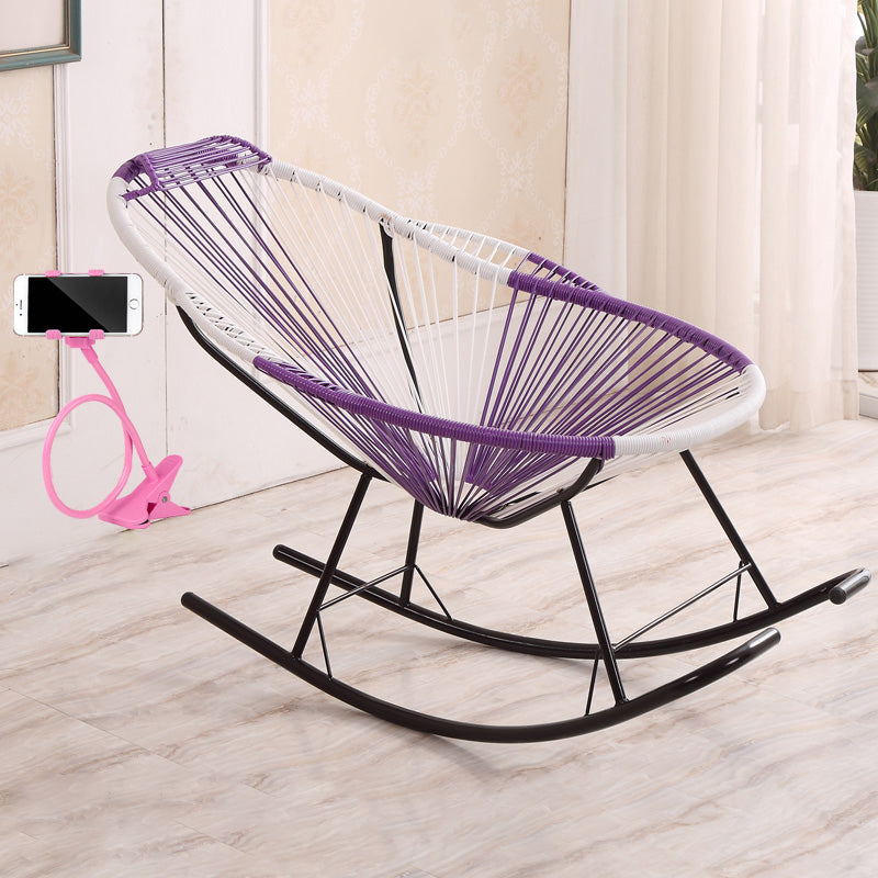 Stylish Rocking Accent Chair Woven Rope Color Block Indoor Rocking Chair