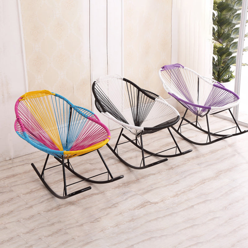 Stylish Rocking Accent Chair Woven Rope Color Block Indoor Rocking Chair