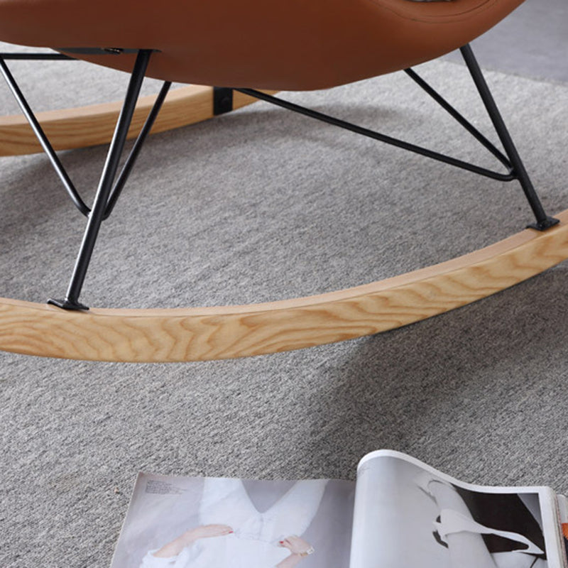 Style Single Rocker Chair Modern Iron Base Lazy Chair for Balcony and Bedroom