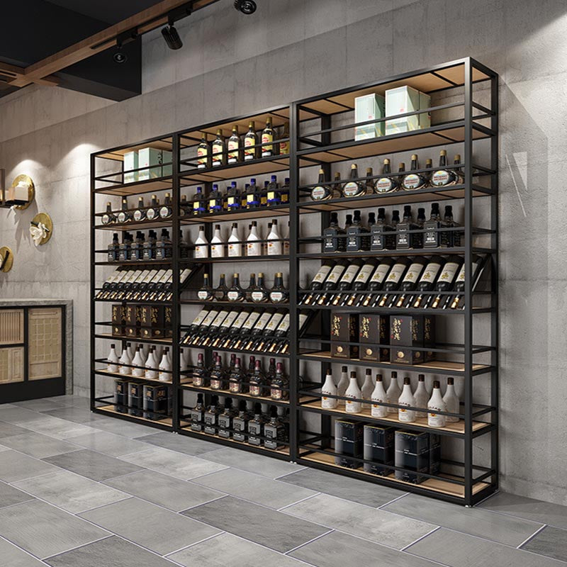 Modern Floor Wine Rack Kit Metal Wine Holder Rack with Shelf