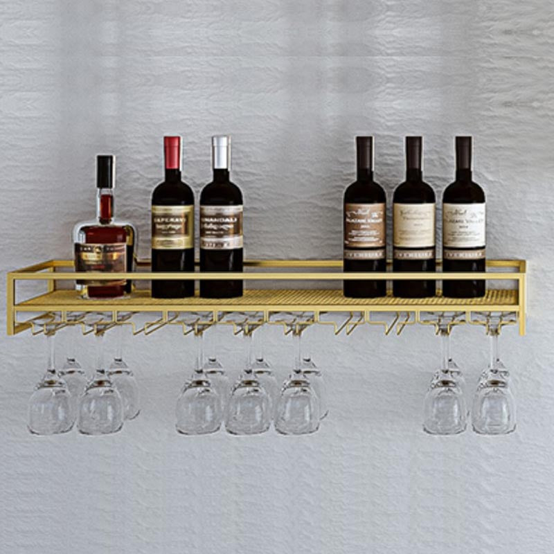 Metal Wall Mounted Wine Bottle & Glass Rack Modern Wine Holder Rack