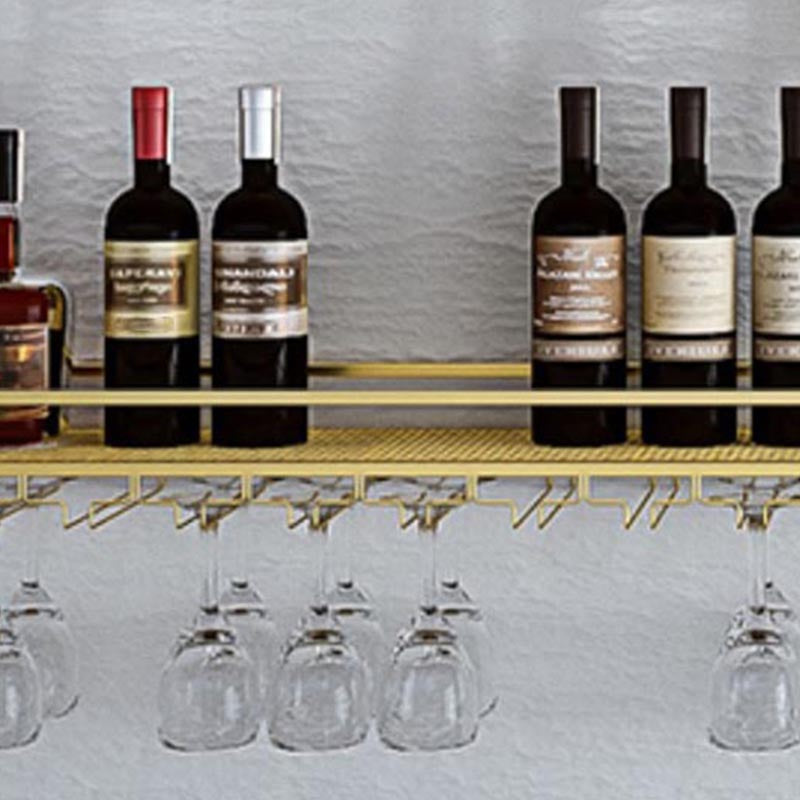 Metal Wall Mounted Wine Bottle & Glass Rack Modern Wine Holder Rack