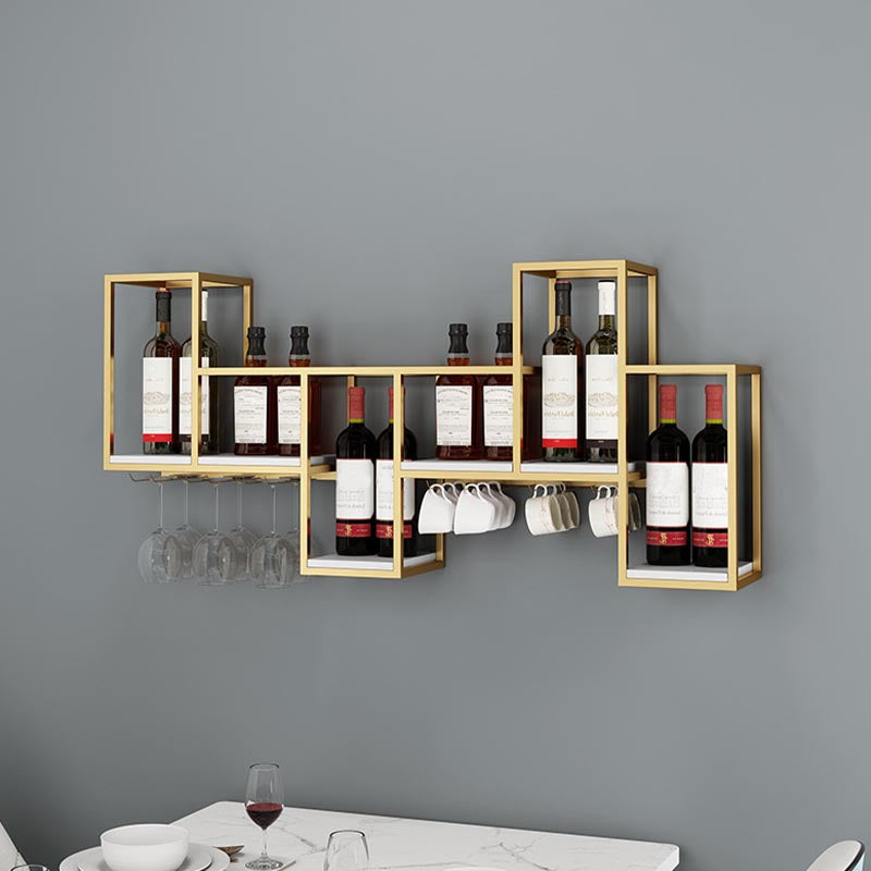 Metal Wall Mounted Wine Rack 7.8"W Wine Rack with Stemware Holder