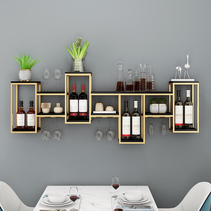 Metal Wall Mounted Wine Rack 7.8"W Wine Rack with Stemware Holder