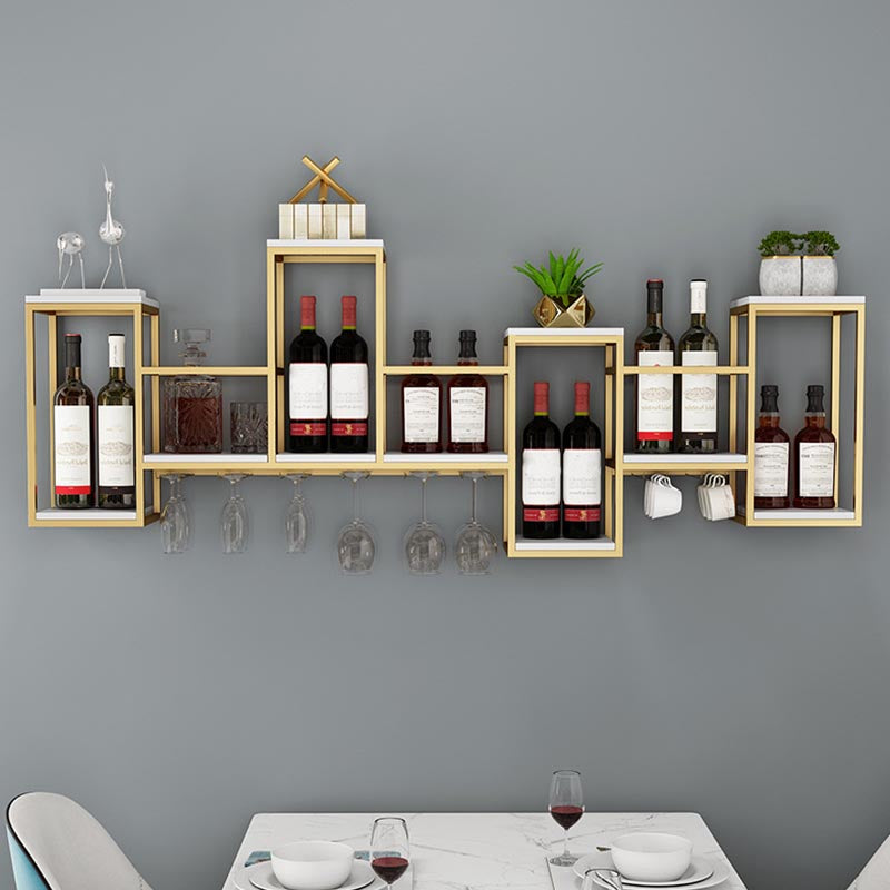 Metal Wall Mounted Wine Rack 7.8"W Wine Rack with Stemware Holder