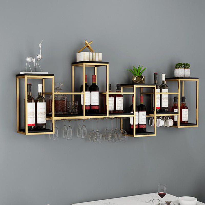 Metal Wall Mounted Wine Rack 7.8"W Wine Rack with Stemware Holder