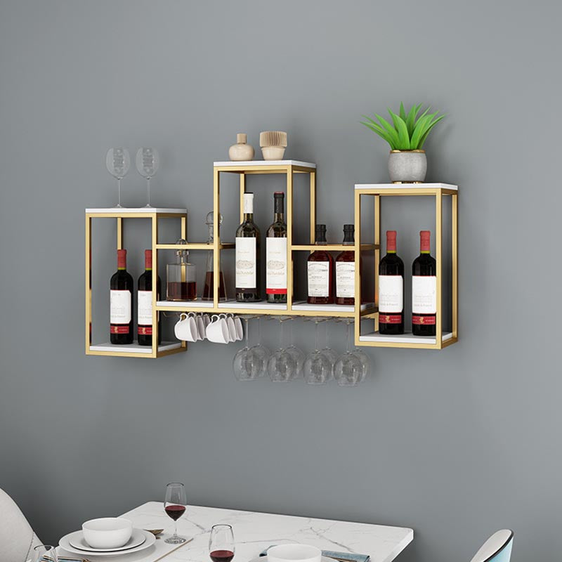 Metal Wall Mounted Wine Rack 7.8"W Wine Rack with Stemware Holder