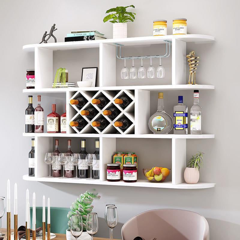 Wood Wall Mounted Modern Wine Rack Wine Stemware Holder for Home