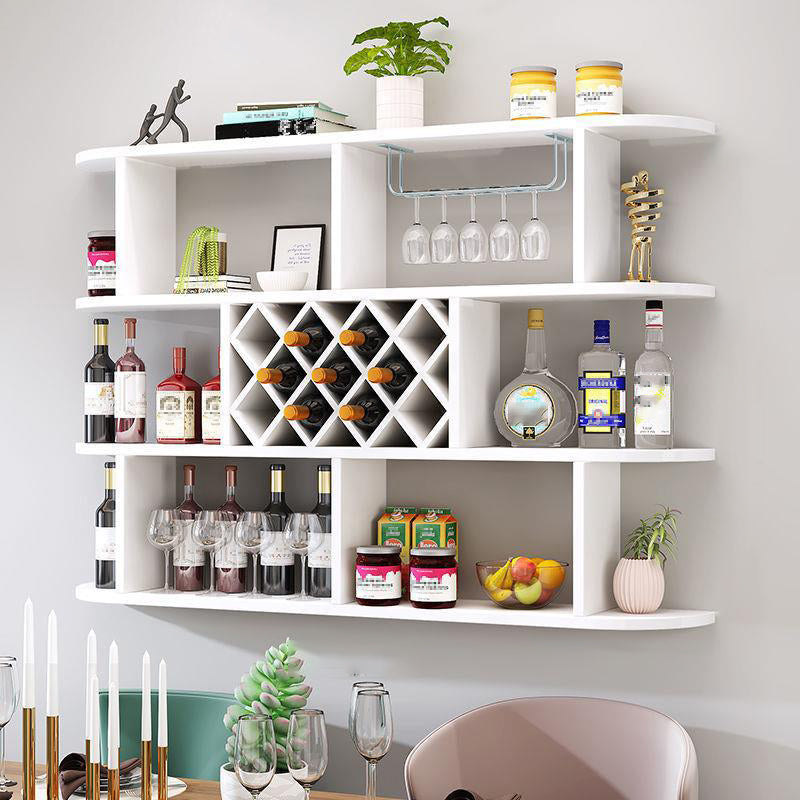 Wood Wall Mounted Modern Wine Rack Wine Stemware Holder for Home