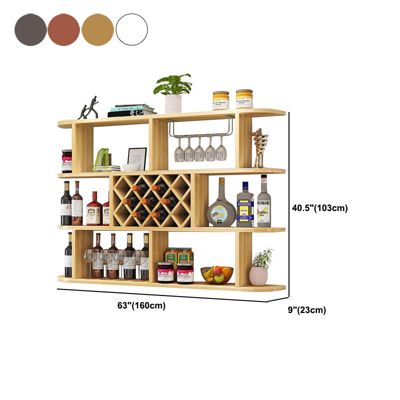 Wood Wall Mounted Modern Wine Rack Wine Stemware Holder for Home