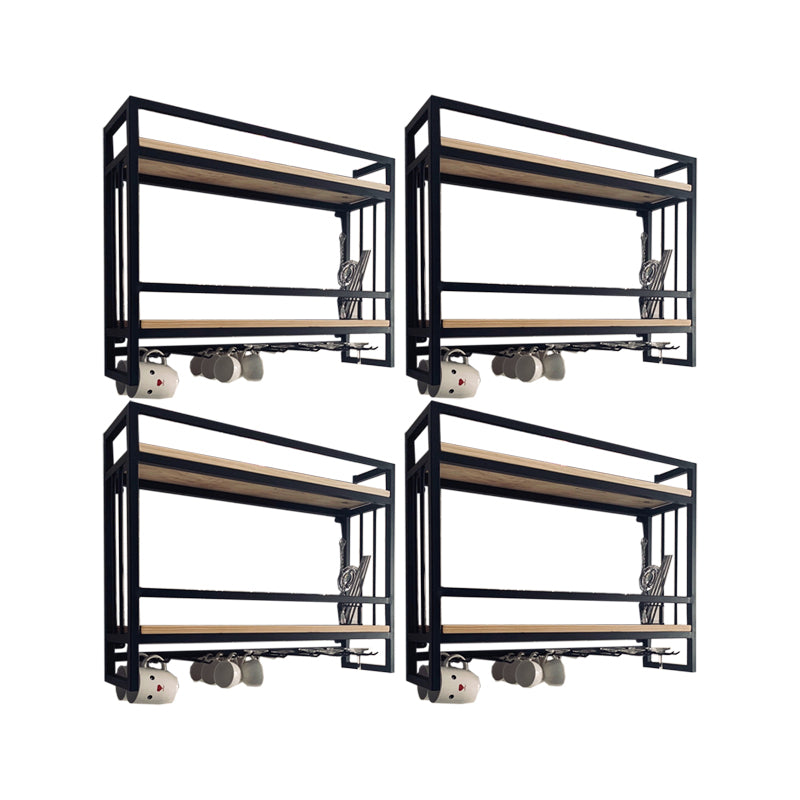 Modern Wall Mounted Wine Racks Metal Wine Jail With Glass Holder & Storage Shelf