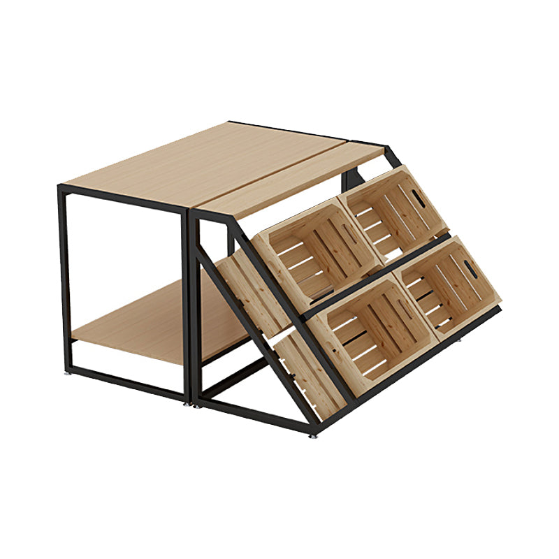 Freestanding Wooden Wine Rack Bottle Industrial Bottle Rack in Natural Wood