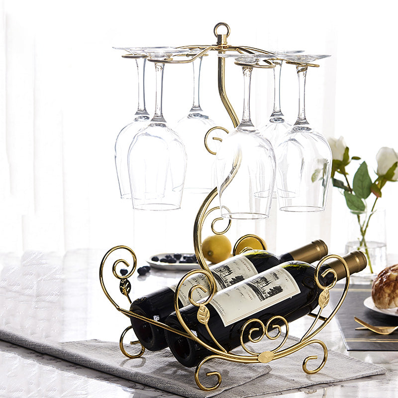 Glam Tabletop Wine Holder Rack Metal Wine Rack Kit for Living Room