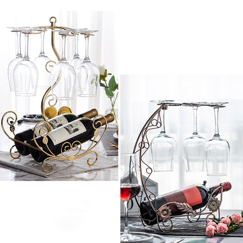 Glam Tabletop Wine Holder Rack Metal Wine Rack Kit for Living Room