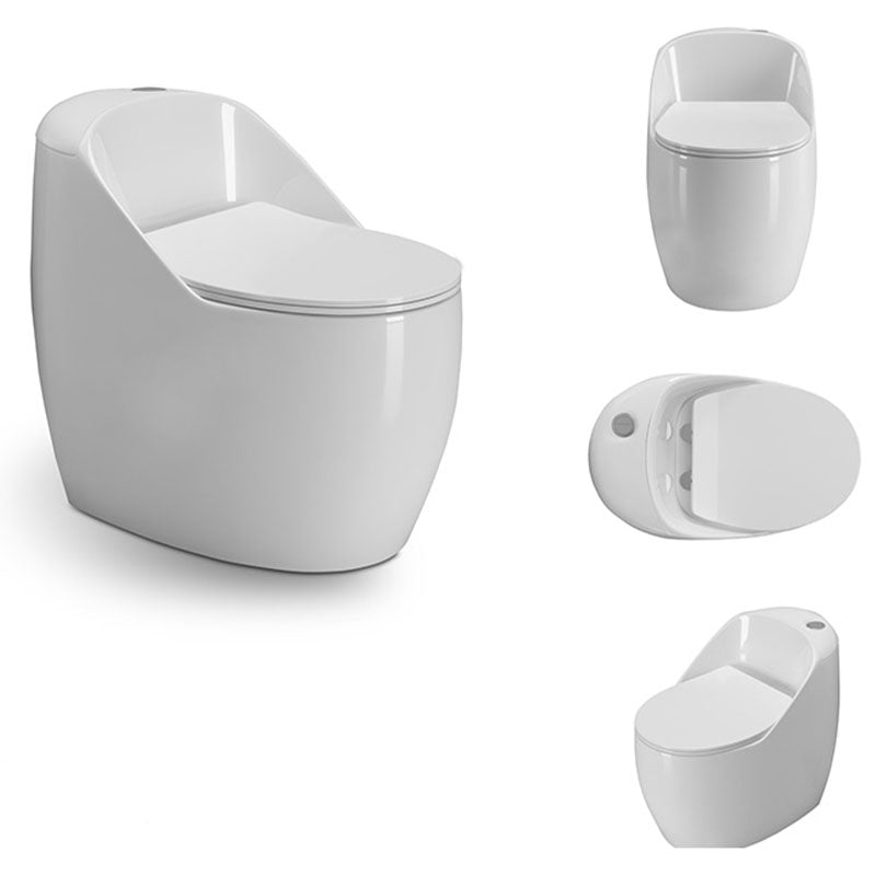 1-Piece Round Toilet Bowl 1.2 GPF Siphon Jet Flush Toilet for Bathroom