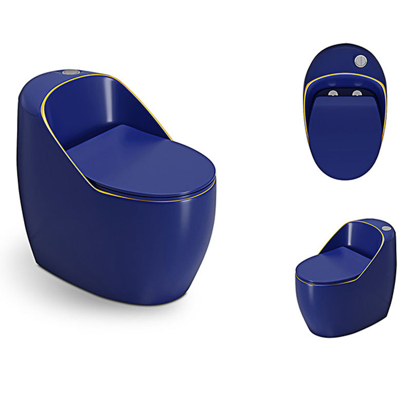 1-Piece Round Toilet Bowl 1.2 GPF Siphon Jet Flush Toilet for Bathroom