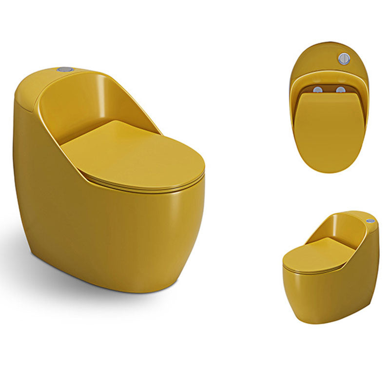 1-Piece Round Toilet Bowl 1.2 GPF Siphon Jet Flush Toilet for Bathroom