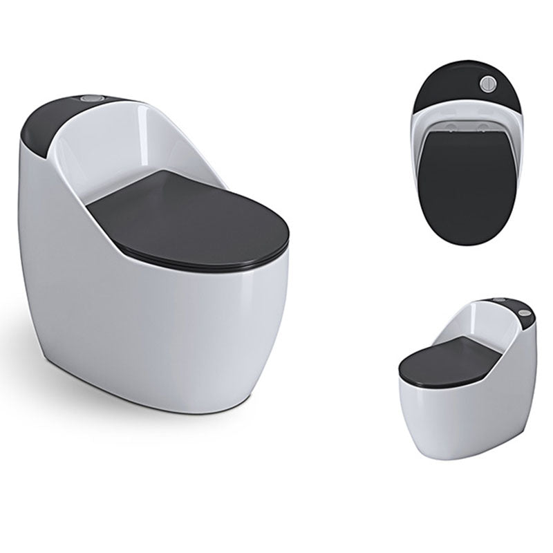 1-Piece Round Toilet Bowl 1.2 GPF Siphon Jet Flush Toilet for Bathroom