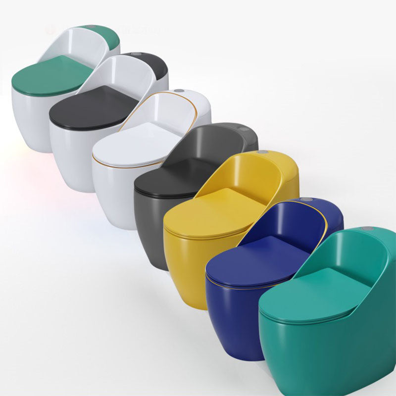 1-Piece Round Toilet Bowl 1.2 GPF Siphon Jet Flush Toilet for Bathroom