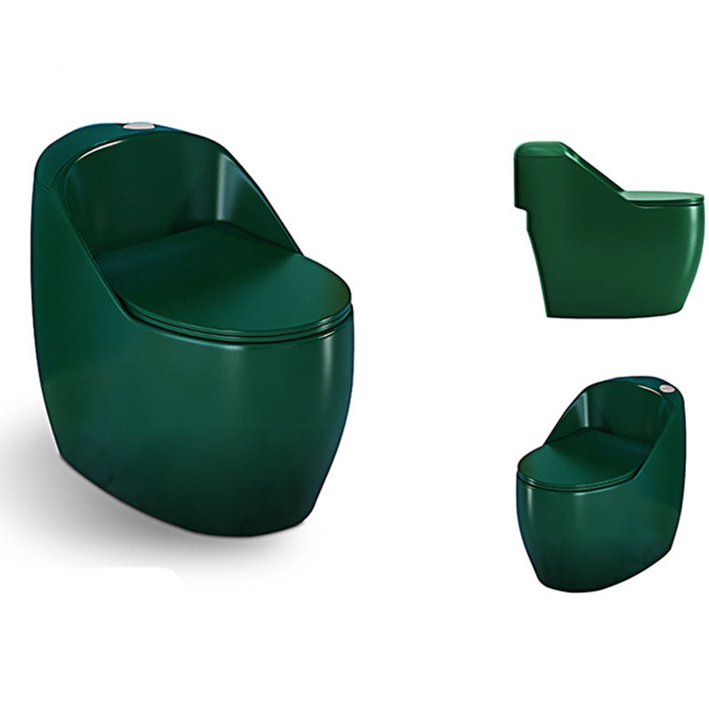 1-Piece Round Toilet Bowl 1.2 GPF Siphon Jet Flush Toilet for Bathroom