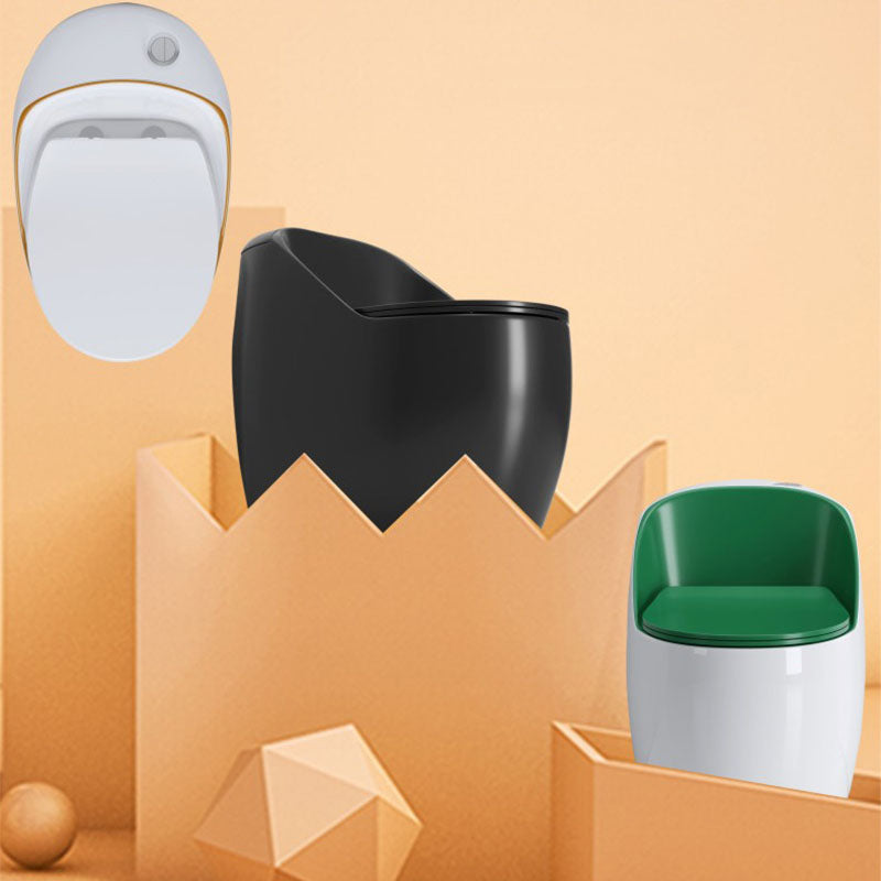 1-Piece Round Toilet Bowl 1.2 GPF Siphon Jet Flush Toilet for Bathroom