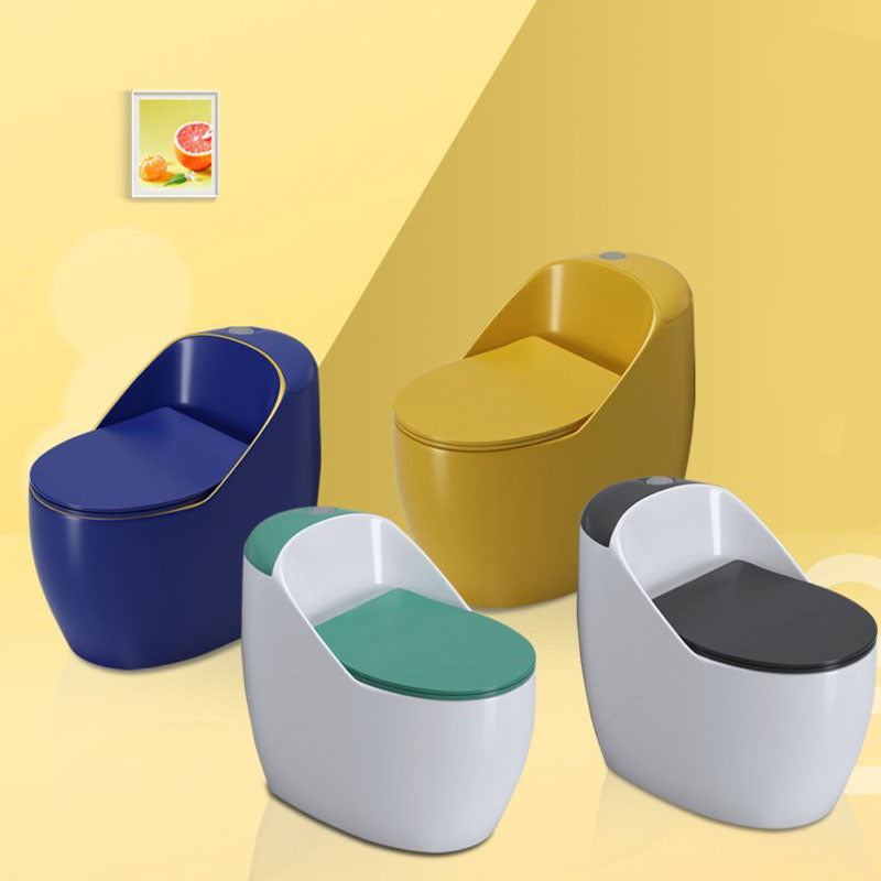 1-Piece Round Toilet Bowl 1.2 GPF Siphon Jet Flush Toilet for Bathroom