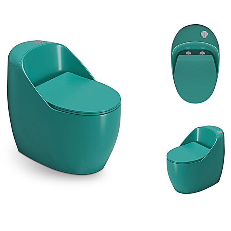 1-Piece Round Toilet Bowl 1.2 GPF Siphon Jet Flush Toilet for Bathroom