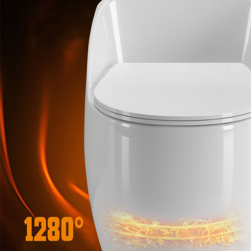 1-Piece Round Toilet Bowl 1.2 GPF Siphon Jet Flush Toilet for Bathroom