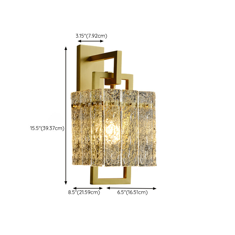 Modern Metal Wall Sconce Rectangle Shape Wall Light with Glass Shade for Bedroom