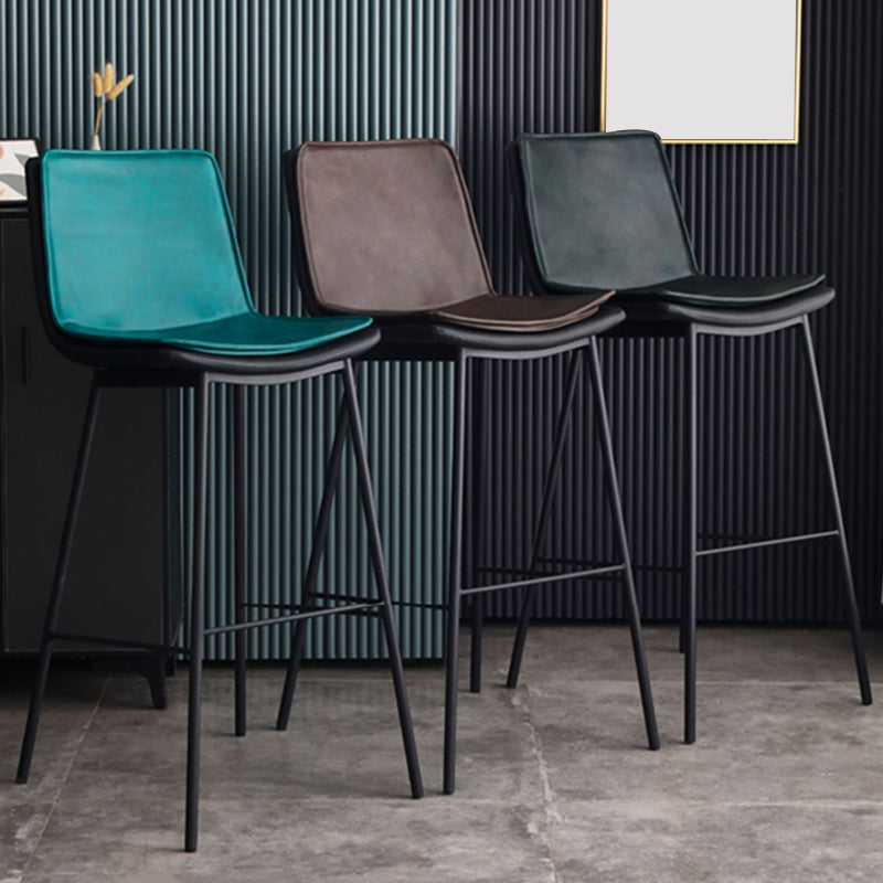 Industrial PU Leather Barstools Metal Base Bar Stool for Living Room