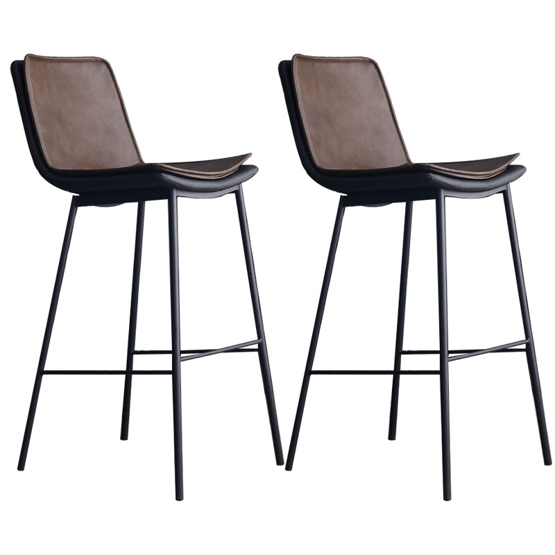 Industrial PU Leather Barstools Metal Base Bar Stool for Living Room