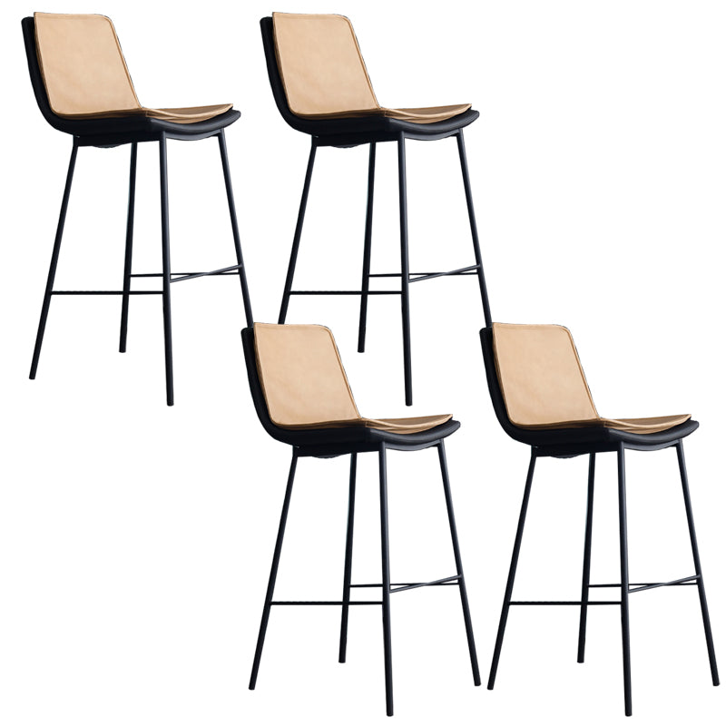 Industrial PU Leather Barstools Metal Base Bar Stool for Living Room