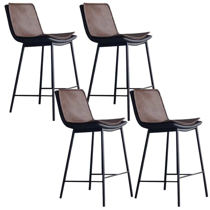 Industrial PU Leather Barstools Metal Base Bar Stool for Living Room