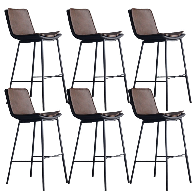 Industrial PU Leather Barstools Metal Base Bar Stool for Living Room