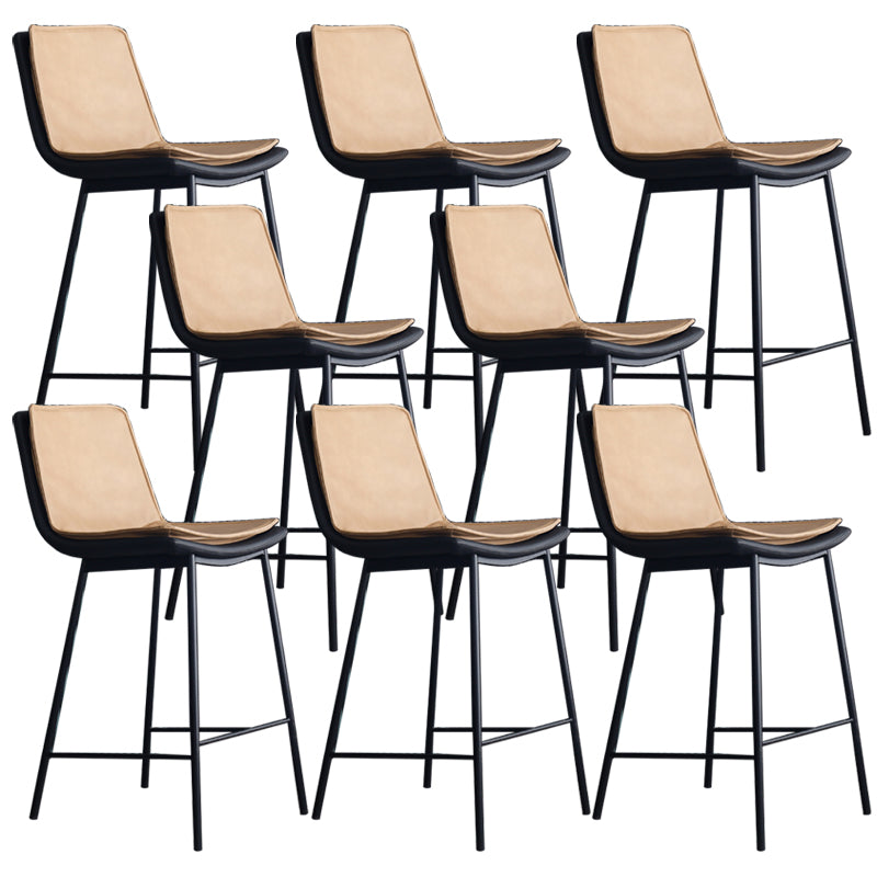 Industrial PU Leather Barstools Metal Base Bar Stool for Living Room