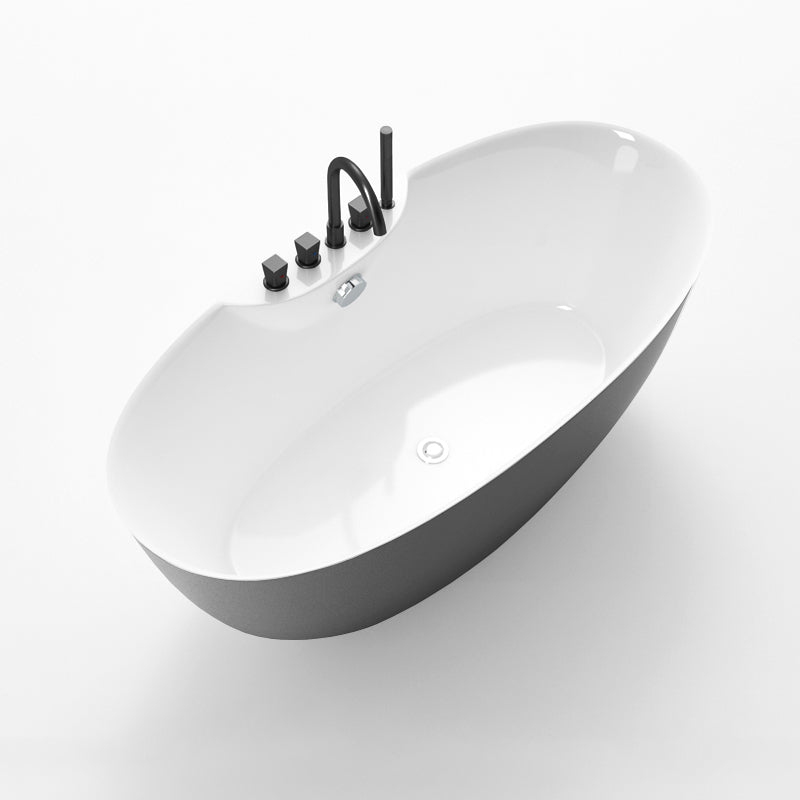 Soaking Oval Freestanding Bathtub Modern Acrylic Bathtub with Overflow Trim
