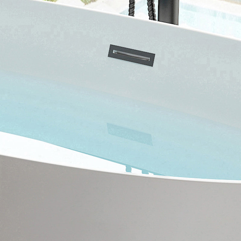 Soaking Oval Freestanding Bathtub Modern Acrylic Bathtub with Overflow Trim