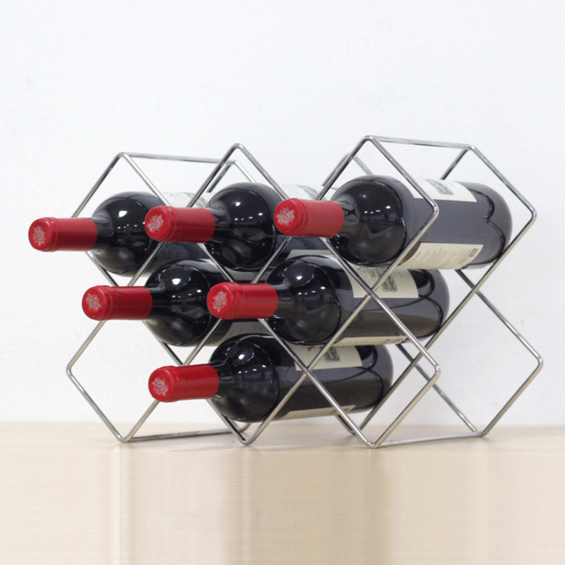 Contemporary Metal Wine Rack Bottle Tabletop Or Countertop Free-Stand Bottle Holder