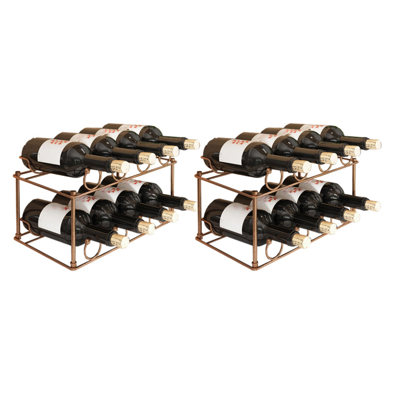 Contemporary Metal Wine Rack Bottle Tabletop Or Countertop Free-Stand Bottle Holder